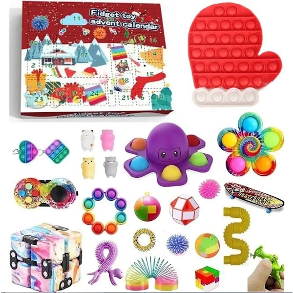 Fidget leksaker 24 dagar jul advent kalender paket anti stress leksaker