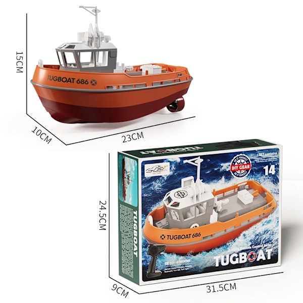 RC Vene 1/72 Tehokas Kaksois Moottori Langaton Radio Ohjaus 2.4G Sähkö Kaukosäädin Hinaus Malli lelut