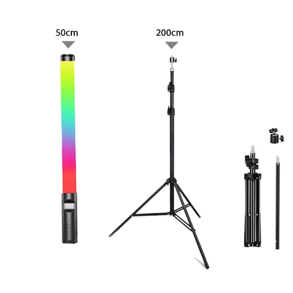 RGB Video Lys Stick Wand Party Fargerike LED Lampe Fill Lys Med Stativ Stativ