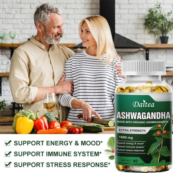 60 biter organisk ashwagandha for forsterke energi styrke utholdenhet lindre angst og stress