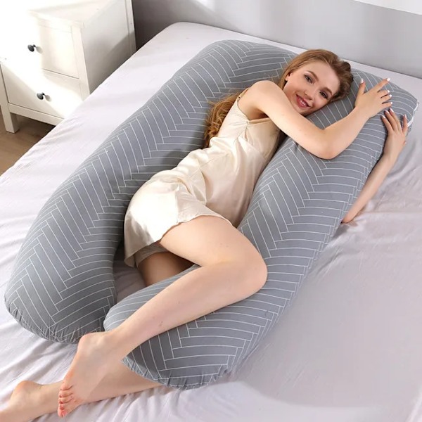 Graviditet pute 130*70cm Søvn midje pute for gravide kvinner
