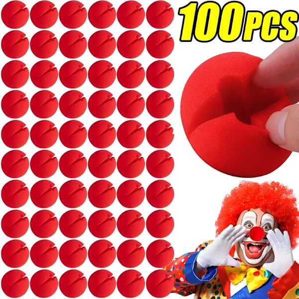100 stykker Rød Svamp Klovn Nese Sirkus