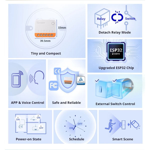 Mini R4 Extreme Wifi Smart Switch keskeytin rele On-Off DIY kytkin