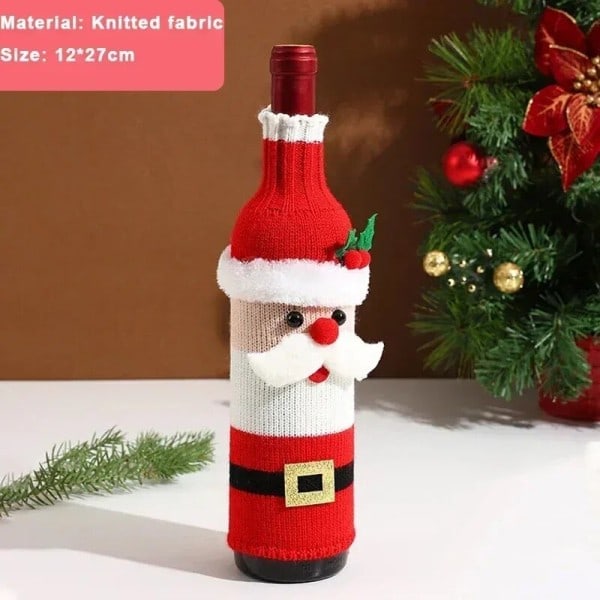 Jul vin flaske cover sæt nisse snemand vævet vin flaske poser til julefest middag bord pynt