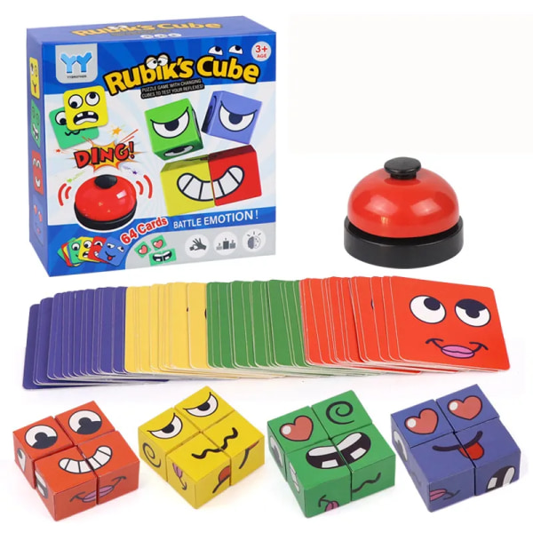 Børn ansigt forandring udtryk puslespil byggeklodser montessori terning bord spil legetøj tidligt pædagogisk legetøj