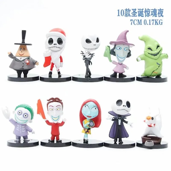 Mareritt Før jul Jack Skellington Pvc Action Figur Samling Modell Boble Hode Dukker Leketøy