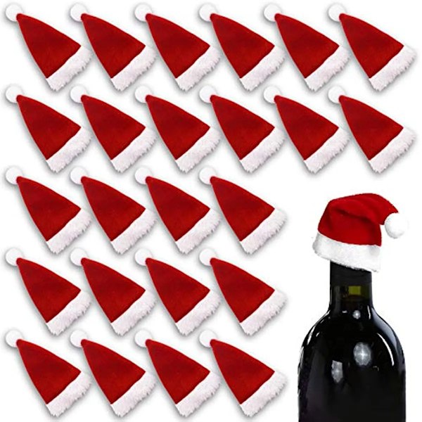 Tomte hatt kopp flaskor överdrag 10 bitar jul tomte hattar silver hållare hållare till jul