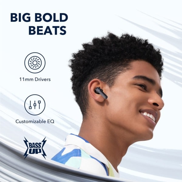 P3 Støj Annullerende trådløse Earbuds, bluetooth øretelefoner, Thumping Bas, 6 Mics for Clear Calls
