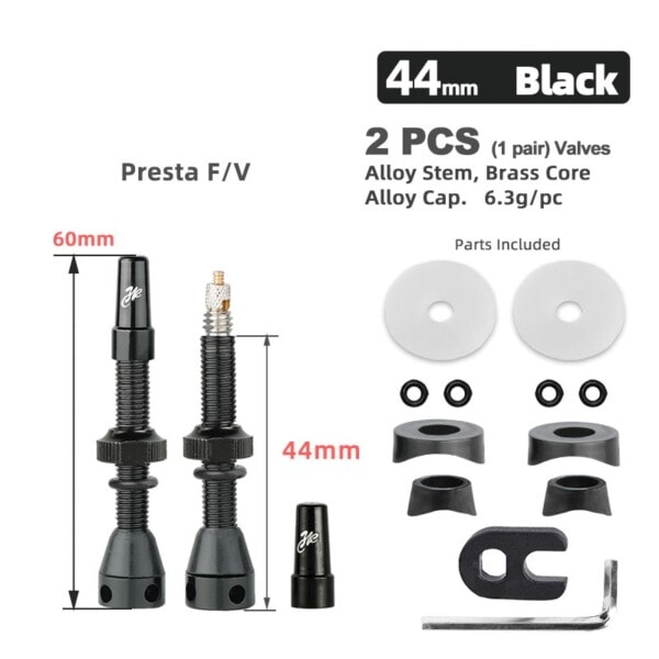 2STK/1Par 44/60mm Presta Nipple F/V Ventiler til Vej Tubeless Carbon fælg