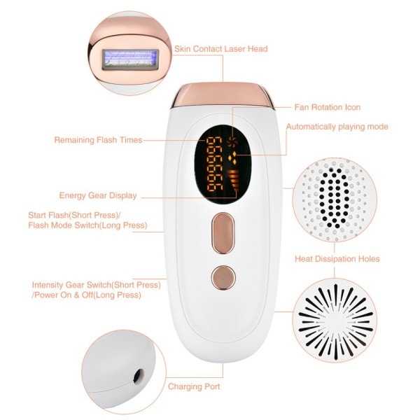 Laser Hårfjerning Instrument Smertefri Permanent Elektrisk Epilator
