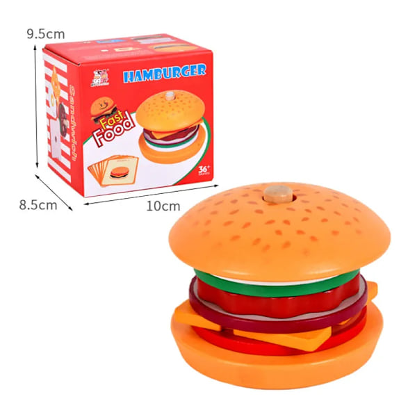 Træ Simulering Hamburger Børn Legetøj Montessori Pædagogisk Læring Farve Form Matchende Bræt Spil Legetøj