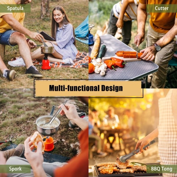 Titanium Multi Tong Spork Skovel Spatula Alt-i-én Utensil Bærbar Camping Madlavning Servise