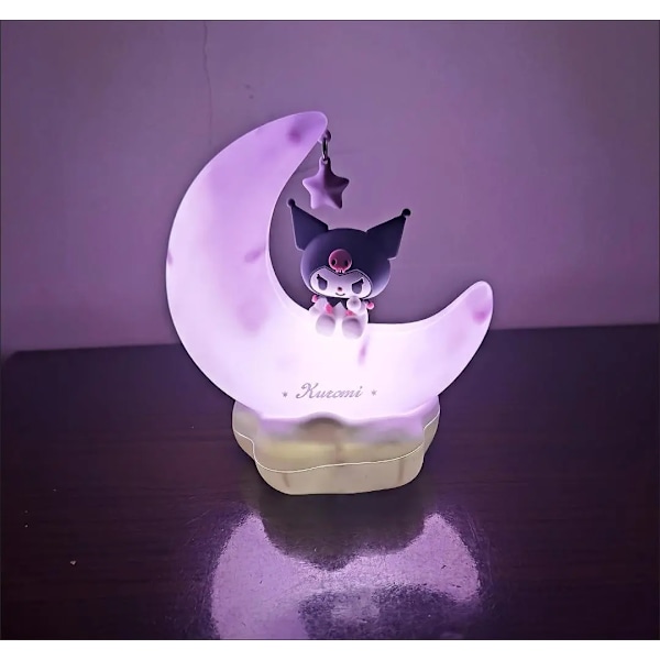 Kuromi  Cinnamonroll Moon LED Lys Kawaii 3D Tegnefilm Ornament Sød Skønhed Soveværelse Nat Lys