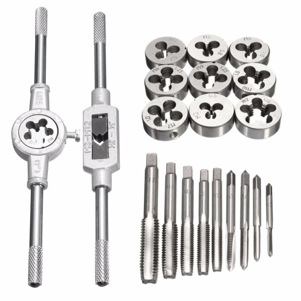 Metrisk Hånd Tap og Die Set M3-M12 Skrue Gevind Propper Straight Taper Reamer Værktøjer