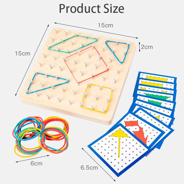 Barn Matte Geometrisk Form Gummi Band Spikerbrett Spill Barn Tidlig Montessori Læring Leker sett