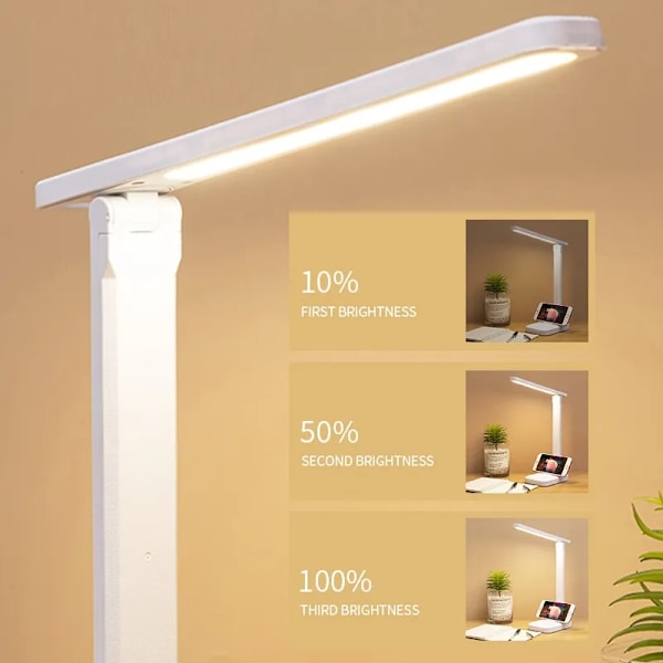 Sammenleggbar bord lampe øyebeskyttelse touch dimmbar LED lampe student hybel soverom lese USB oppladbar bord lampe