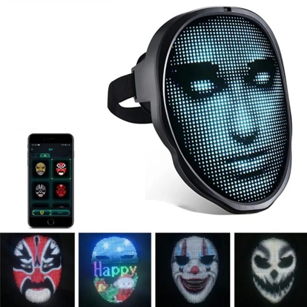 Bluetooth APP Kontroll Smart LED Ansiktsmasker Programmerbar Ändra Ansikte Gör själv Foton