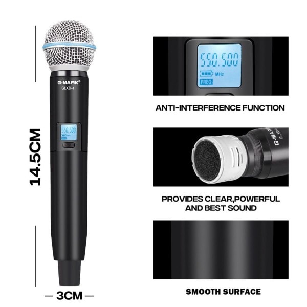 Mikrofoni Langaton G-MARK GLXD4 Ammattimainen UHF Järjestelmä Kämmenlaite mikrofoni
