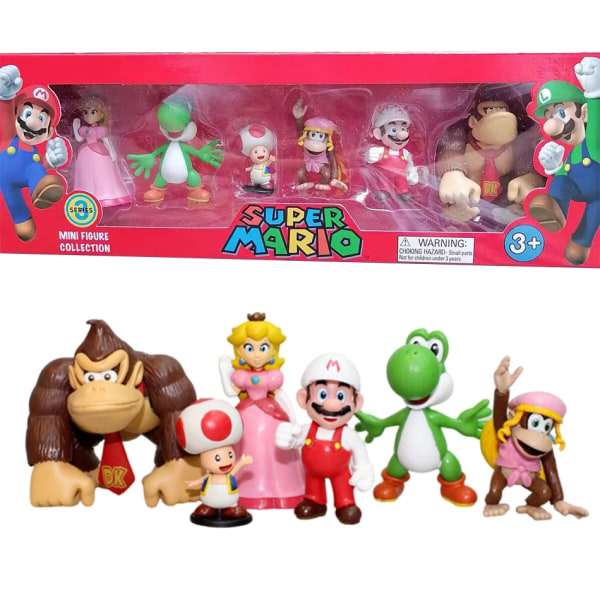 Super Mario Bros PVC Action Figur Leksaker Dockor Modell Set Luigi Yoshi Donkey Kong svamp