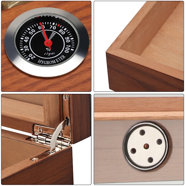 Hygrometer luftfuktare bärbar rökning  tillbehör glas fönster cigarett cederträ fodral