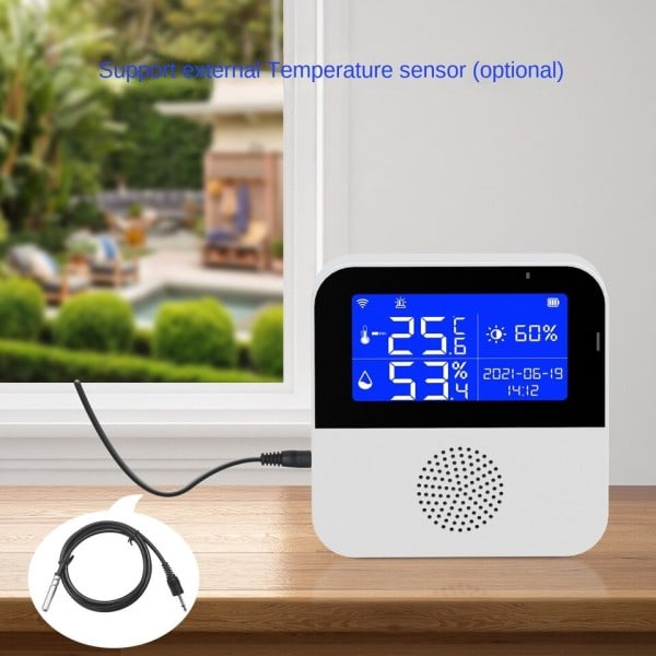 WiFi Temperatur Fugtighed Sensor LCD Skærm Smart Life Fjernbetjening Monitor Indendørs Termometer Hygrometer