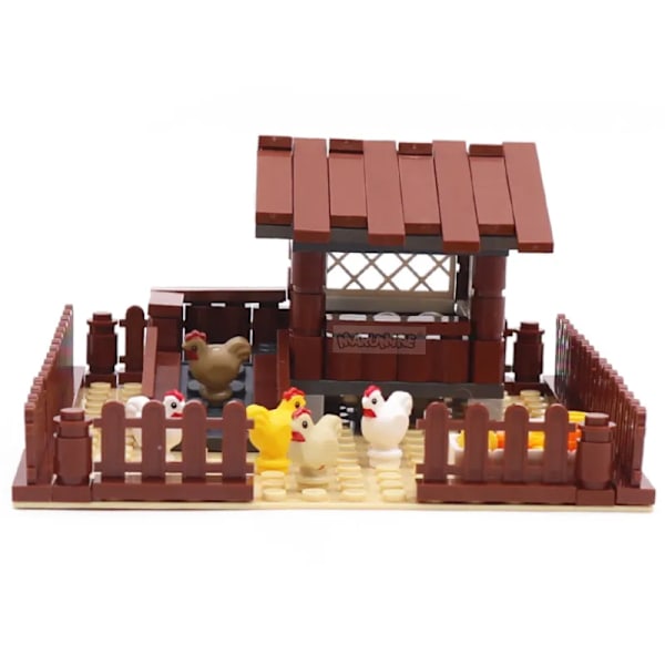 138 stykker Gård Kylling Bygning Klodser Klassisk Bygning MOC Mursten Samling Hus Model Kit Børn Jule Legetøj