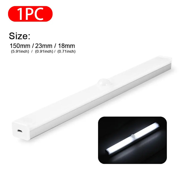 15 cm Bil Sensor Lys for Gulv Koffert hette USB Oppladbar Automatisk Induksjon Lys Bar