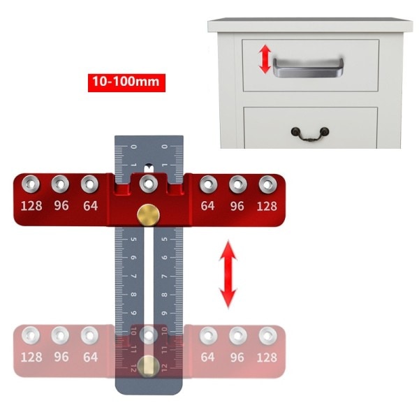 Trebearbeiding Boring Lokator Drill Guide Punch Locator Mal Linjal Justerbar For skap håndtak og trekker hull hull verktøy