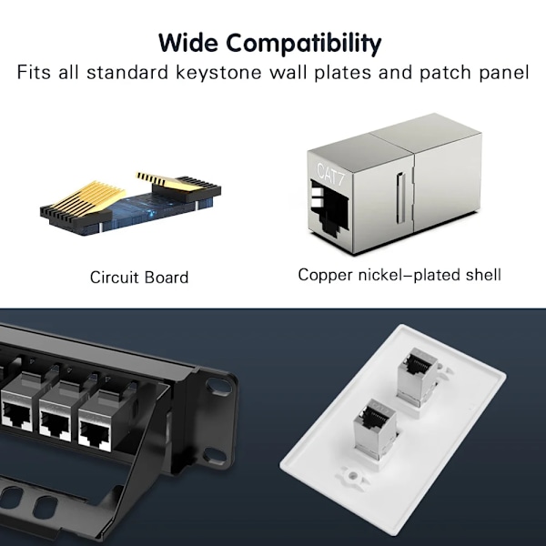 Coupler RJ45 Keystone Suojattu liitin Suojattu naaras naaras RJ45 Inline Coupler Keystone Jack