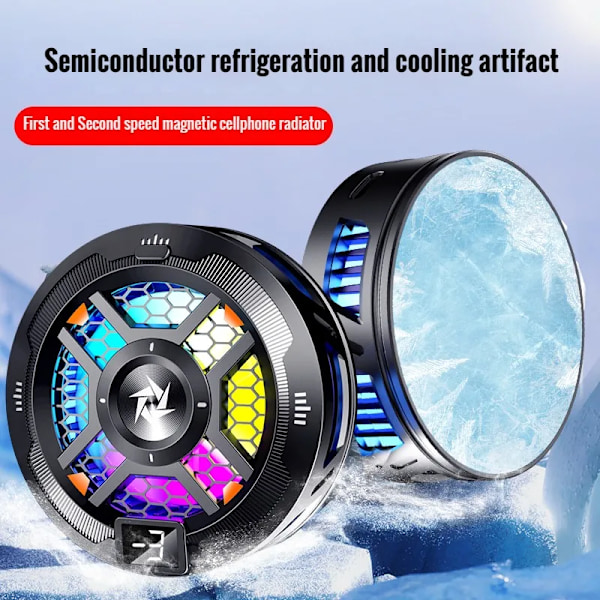 Matkapuhelin Magnetic/ Takaliitin 2 In 1 Puolijohde jäähdytin RGB valolla