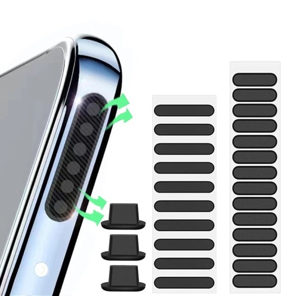 24 deler Telefon Støvtett Nett klistremerker Høyttaler Mesh for iPhone Samsung Anti Støv Nett Lyd Hole Lading Port Støv Deksel Plug