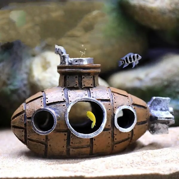 Harpiks Ubåt Ornamenter Fisk Reker Tilfluktsrom Hutte Landskapsarbeid Tilbehør for Akvarium Fisk Tank Dekorasjoner