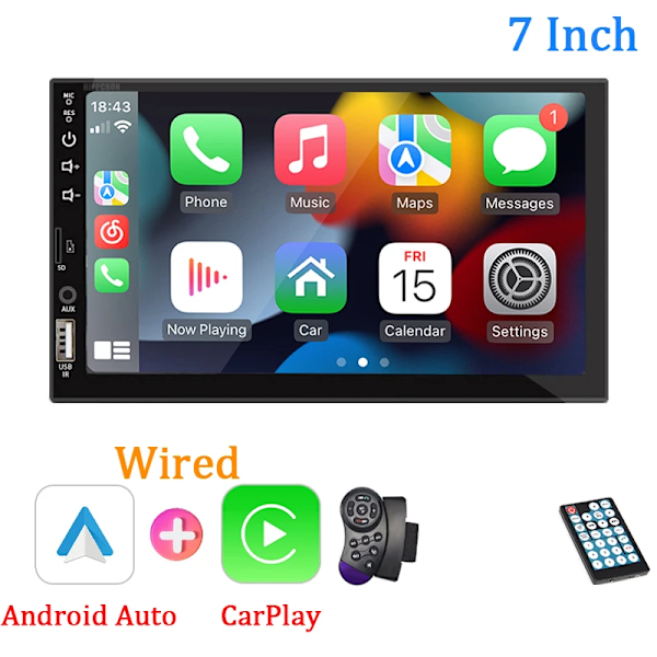 7 tommer Bil Radio 1 Din Carplay Android Auto Multimedia Player