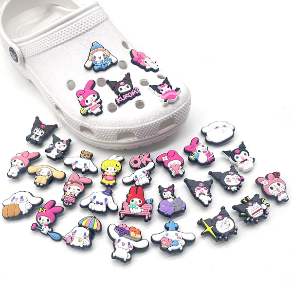 Hål Tofflor Spänne Söt Kuromi Sko Silikon Dekorera Skon Spänne Tofflor Sandal Croc Sko Tillbehör