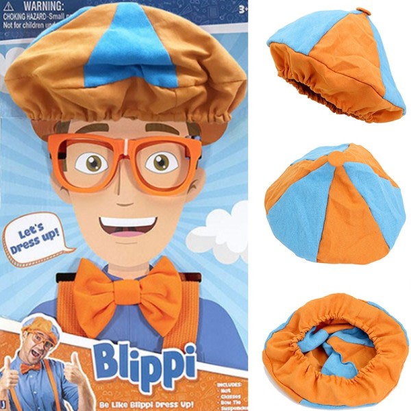 Orange Blå Barn'S Beret Blippiing Hattar För Flicka Pojke Mössa Cosplay Hatt