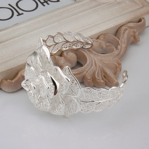 925 Sterling Sølv smykker armring Hot forlovelse smykker kvinder blomster åbninger armbånd