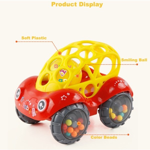 1st Baby Bil Dolla Leksakssäng Mobil Klockringar Grip Gutta Percha Hand Fångande Bolar för nyfödda