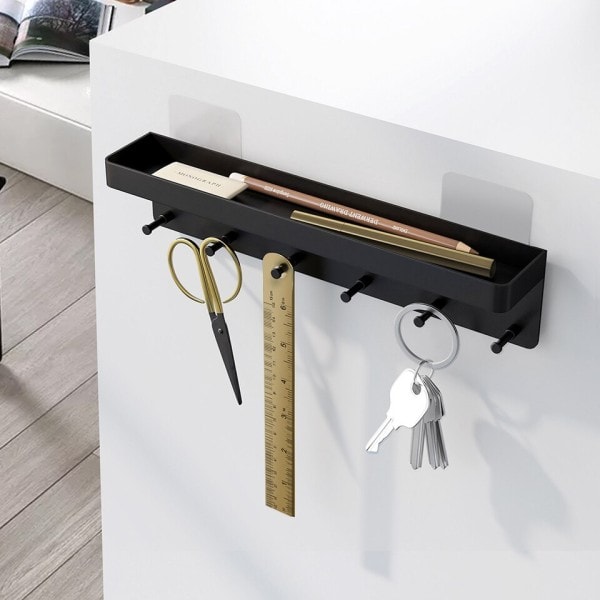 Hvid Nøgle Holder til Væg Dekor Post Reol Sorter Organizer Nøgle Bøjle Væg Montage med 6 kroge