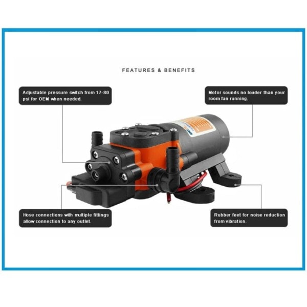 12V Marin membran Vatten Pump Självsugande Pump Båt Tillbehör