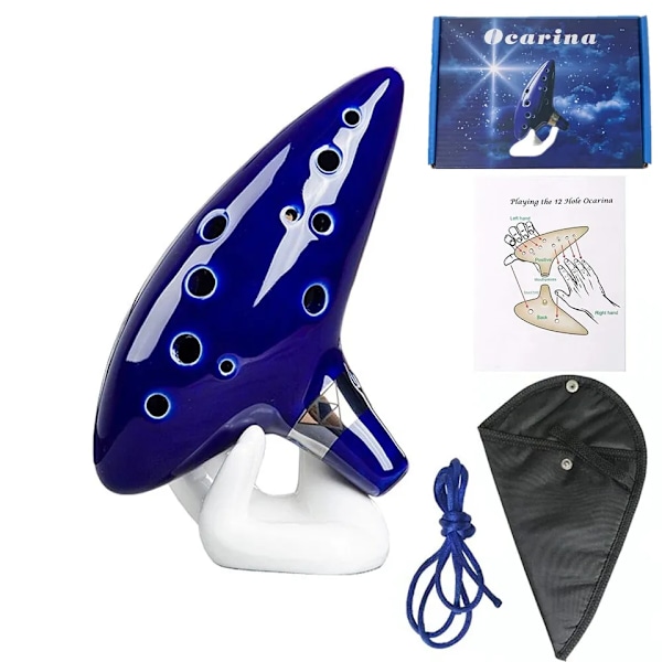 Keramik Ocarina Musikal instrument med låt bok hals snöre hals sladd bärväska
