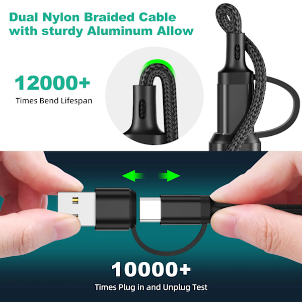 3 i1 laddning kabel multi usb port fler usb laddning sladd typ C mikro laddare mobil telefon kabel
