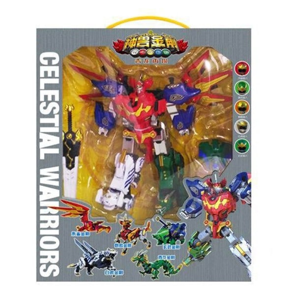 5 i 1 Samling Dinozords Transformation Ranger Megazord Robot Action Figurer Børn Legetøj