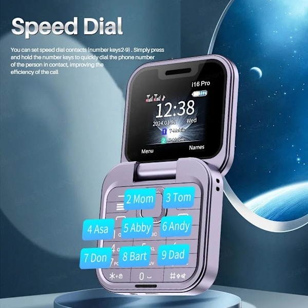 16 Pro Mini Fold Mobil Telefon 2G GSM Dual SIM Card Speed Dial Video Player