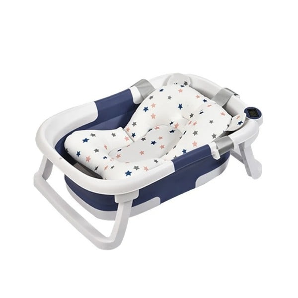 Realtid Temperatur Silicon Baby Ta Ett Bad Badkar Halkfritt Fot Bad Hink Fallbart Badrum Med Temperature Avkänning