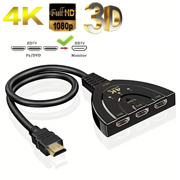 HDMI-kompatibel Switch KVM Splitter 4K 2K 3D 3 input 1 Output Mini 3 Port VIDeo Switcher