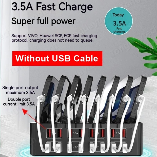 150W Universal Multi USB Rask lader 16 Port 3.5A MAX Ladestasjon Stativ
