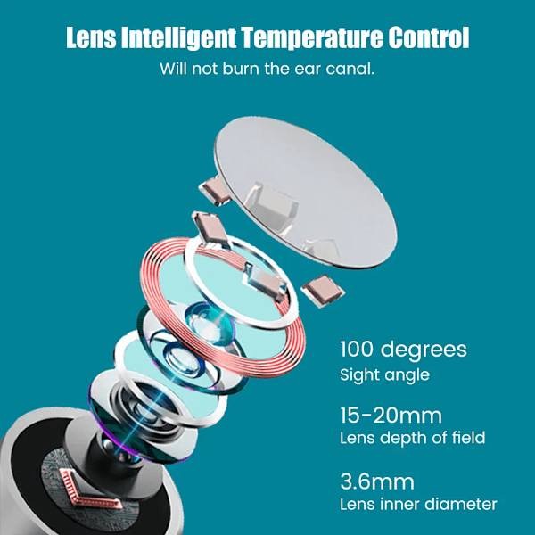 Langaton Smart Ear Cleaning Endoscope Visual Ear Pick Ear Lusikka Otoskooppi Korvatikku Korvan puhdistusaine