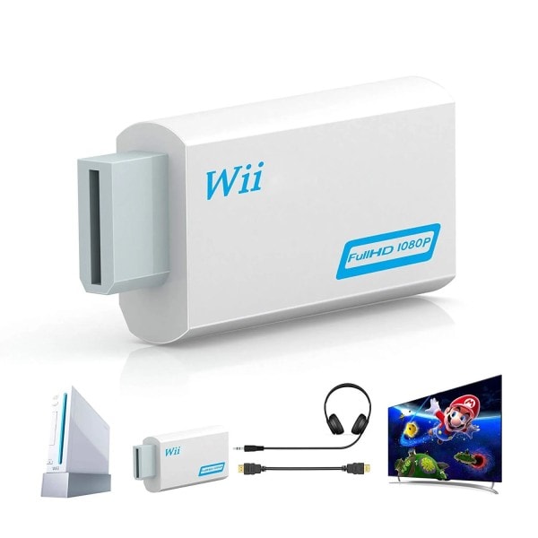 Full HD 1080P Wii To HDMI-kompatibel adapter omvandlare 3,5 mm ljud