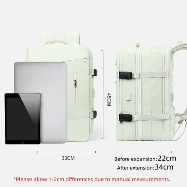 Utdragbar Rese Ryggsäck Unisex Bärbar dator Väska Kvinnor Stort Bagage Väskor Män's Studenter Affärsresor USB Ladda
