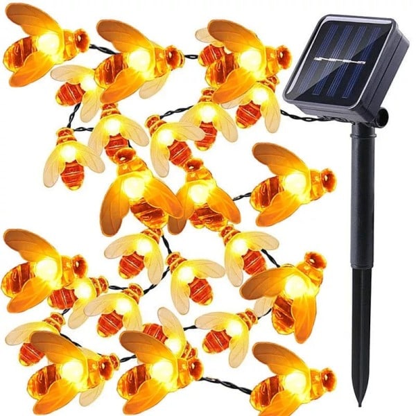 Vanntett Utendørs Søtt Honing Bee LED Fairy String Lights Solar Bee light  Jule Garland Lights